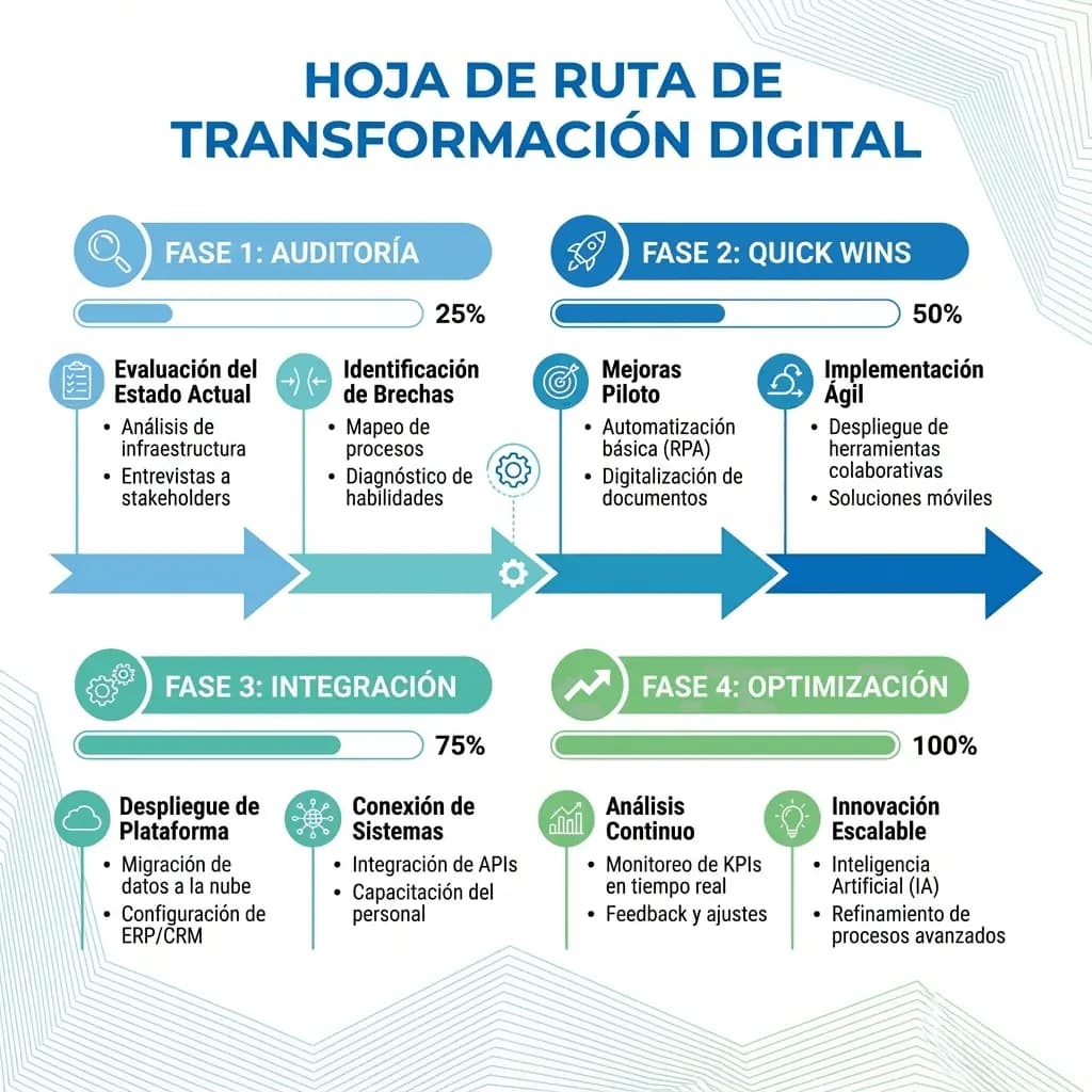 Infografía: proceso completo de bellas bakes transformacion digital paso a paso para pymes