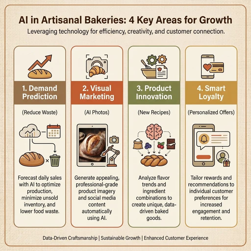 Infografía: proceso completo de ia generativa panaderia paso a paso para pymes