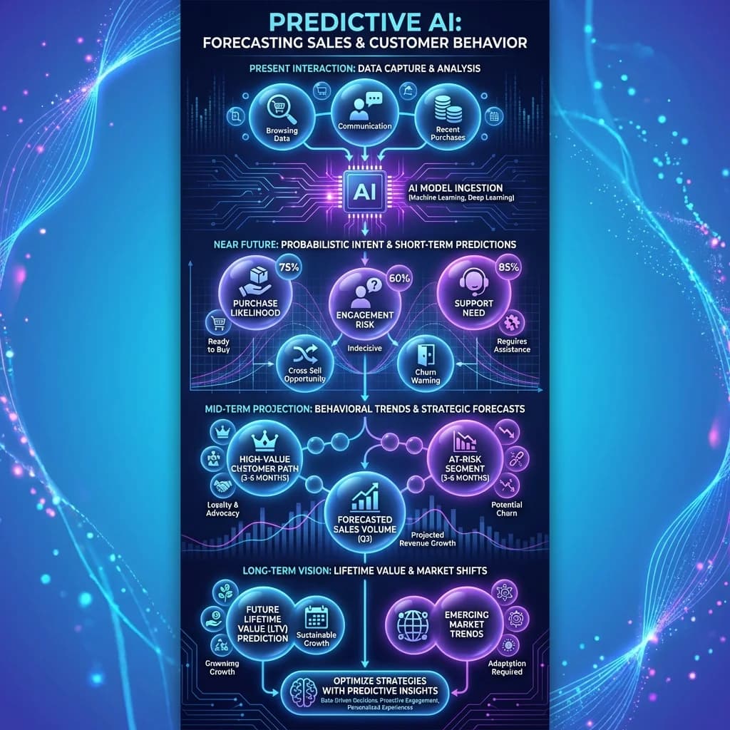 Infografía: proceso completo de ia predictiva ventas comportamiento cliente paso a paso para pymes