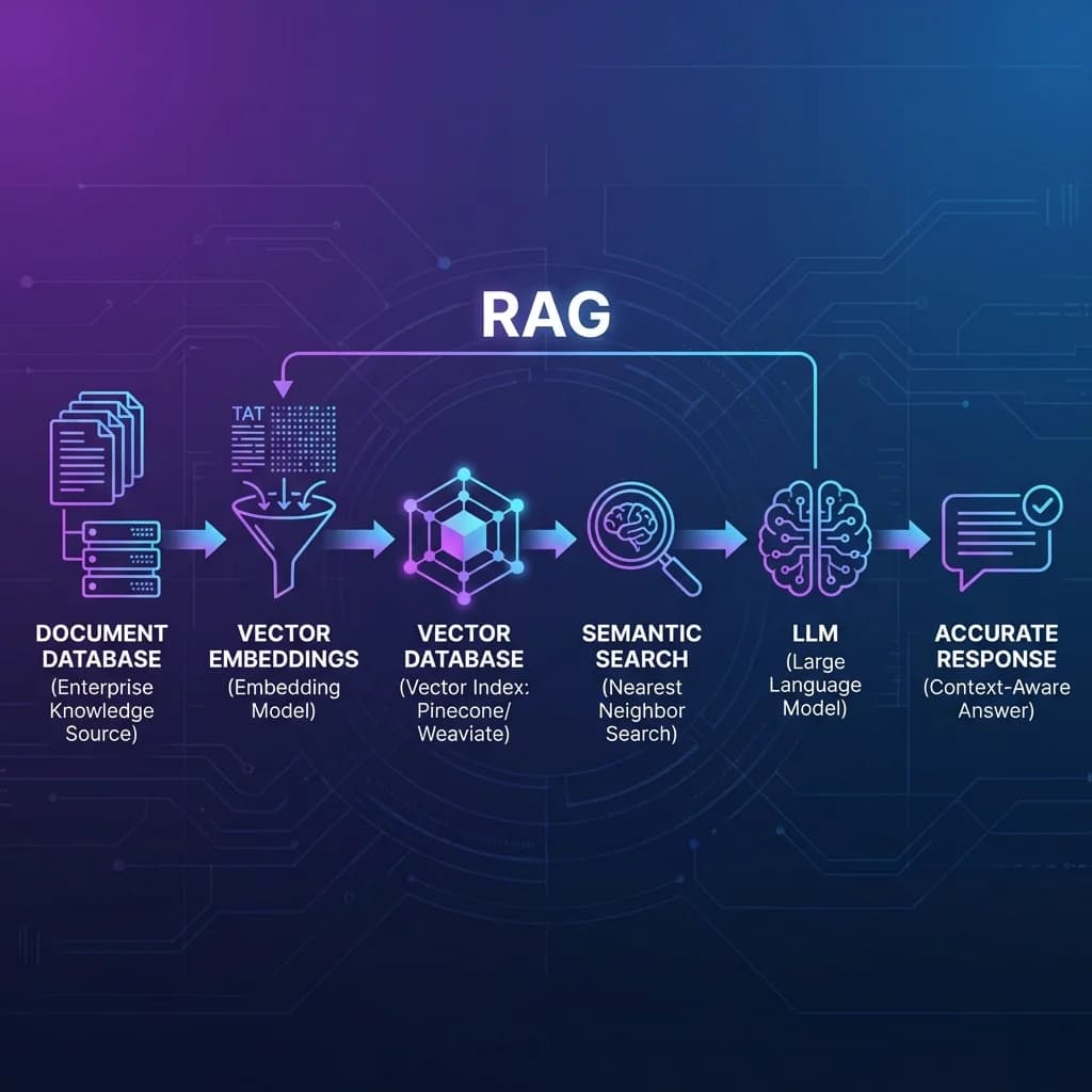 Diagrama de arquitectura RAG para búsqueda semántica empresarial