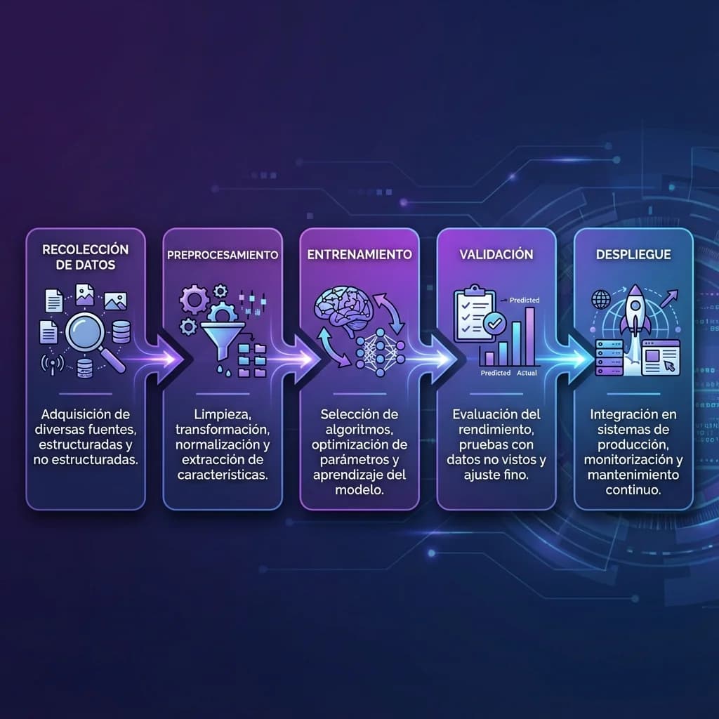 Infografía: proceso completo de machine learning marketing pymes paso a paso para pymes