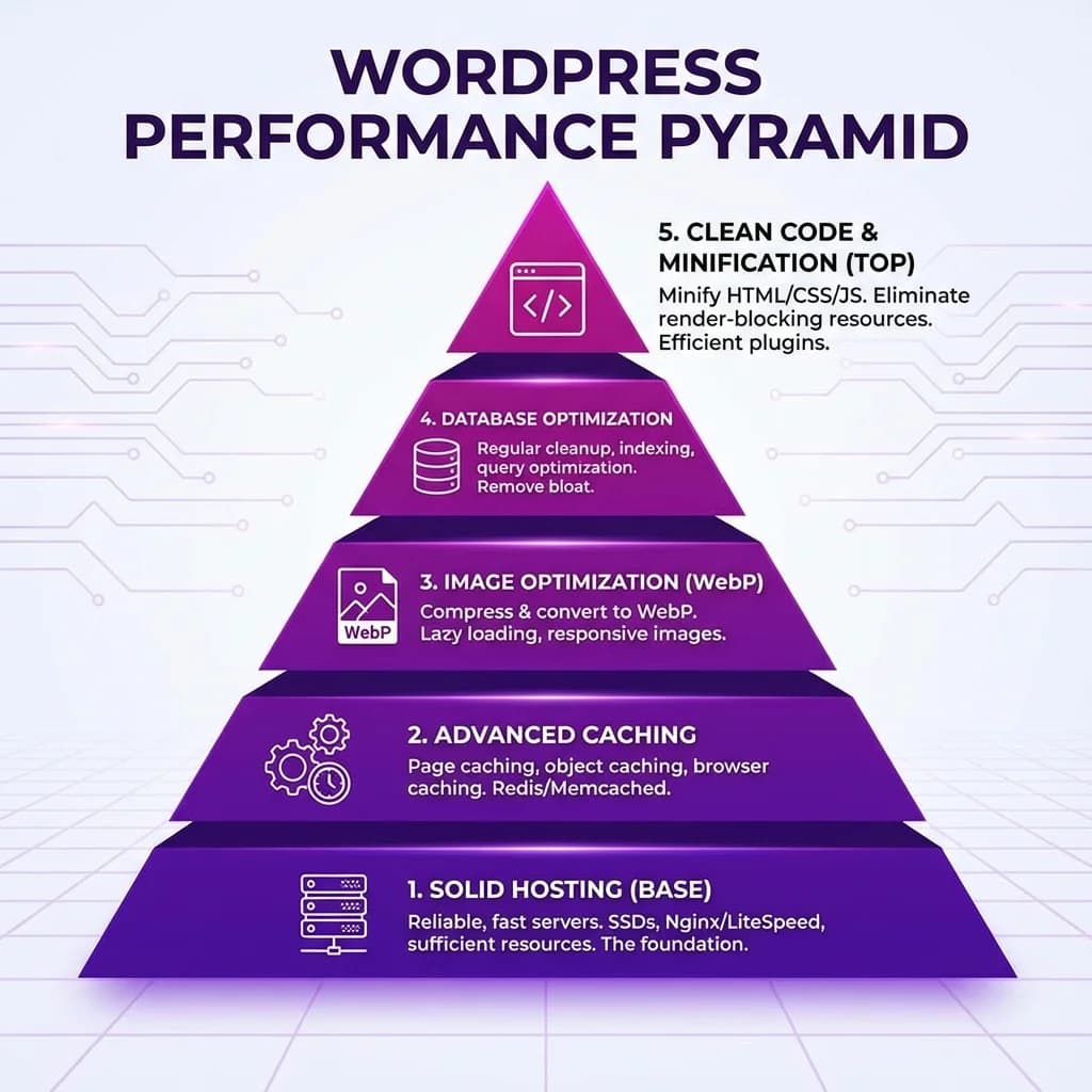 Infografía: proceso completo de wordpress profesional pymes rendimiento paso a paso para pymes
